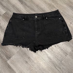 Forever 21 Plus Black Distressed Denim Shorts